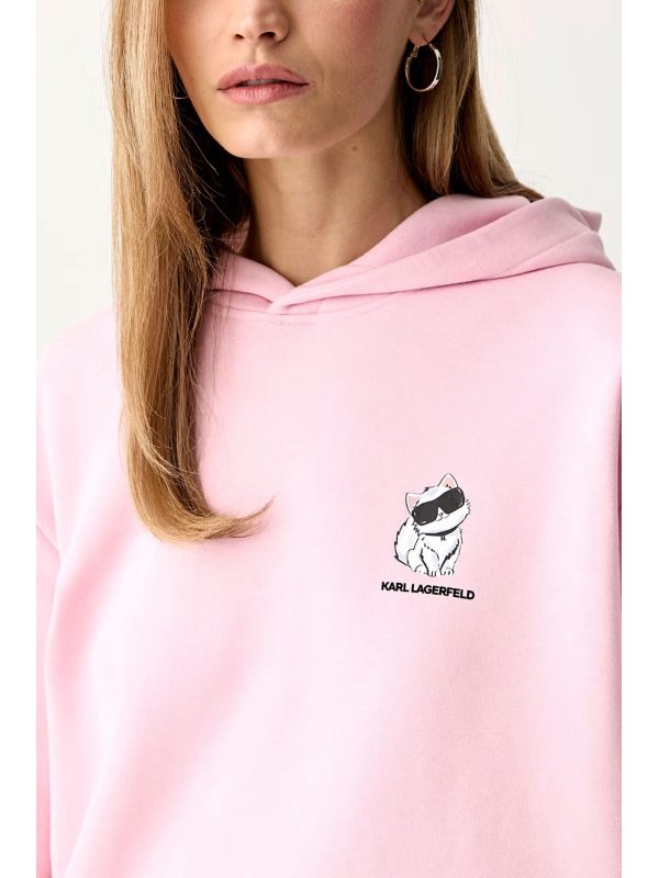 KARL LAGERFELD ΦΟΥΤΕΡ HOODIE IKON CHOUPETTE OVERSIZED LOGO ΡΟΖ
