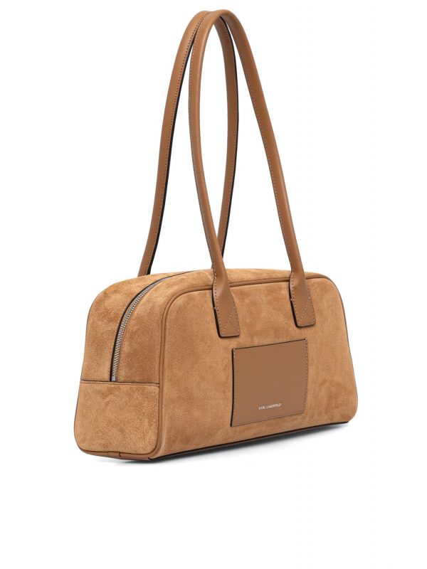 KARL LAGERFELD ΤΣΑΝΤΑ ΩΜΟΥ K/DAILY SM ZIP SHB ΔΕΡΜΑ SUEDE LOGO ΚΑΜΗΛΟ