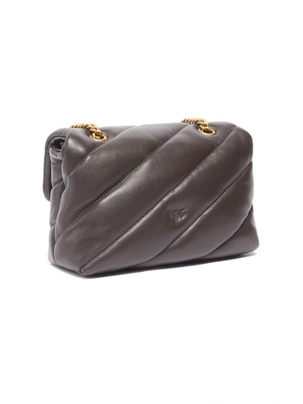 PINKO ΤΣΑΝΤΑ PUFF MINI NEW BUCKLE SHEEP NAPPA ΚΑΦΕ