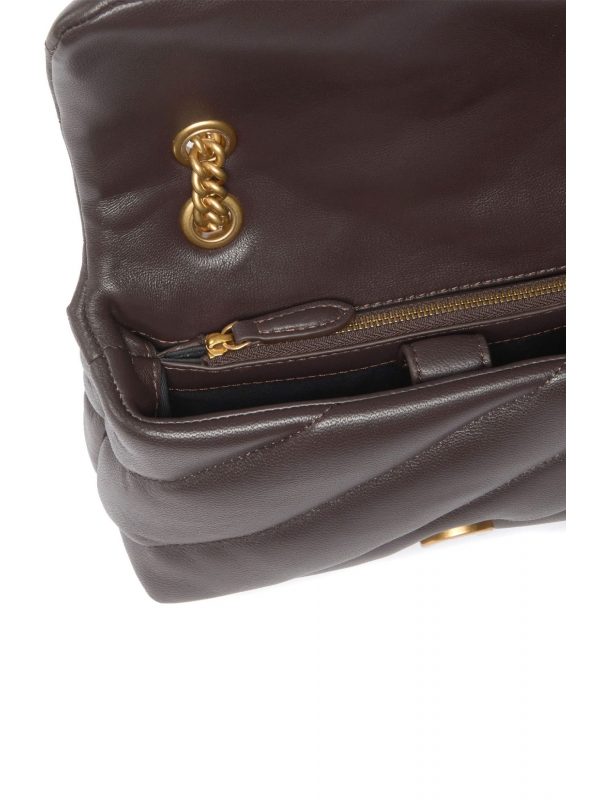 PINKO ΤΣΑΝΤΑ PUFF MINI NEW BUCKLE SHEEP NAPPA ΚΑΦΕ