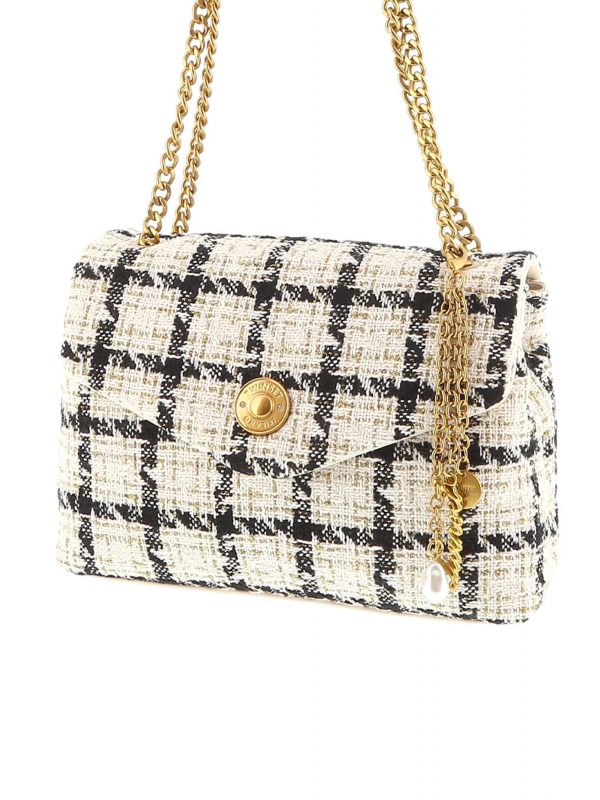 TWINSET ΤΣΑΝΤΑ ΩΜΟΥ/CROSSBODY ΚΑΡΩ ΕΚΡΟΥ-ΜΑΥΡΟ