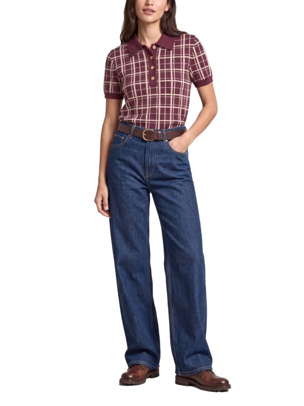 GANT ΠΟΥΛΟΒΕΡ CHECKED KNIT RUGGER ΜΠΟΡΝΤΟ ΜΠΕΖ