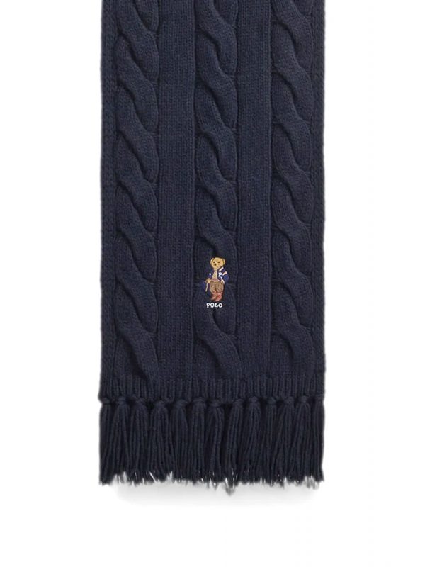 RALPH LAUREN ΚΑΣΚΩΛ ΠΛΕΚΤΟ LOGO BEAR ΣΚΟΥΡΟ ΜΠΛΕ