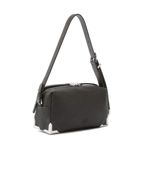 PINKO ΤΣΑΝΤΑΚΙ BAULETTO TRITTICO MINI SHEEP BIG GRAIN ΜΑΥΡΟ