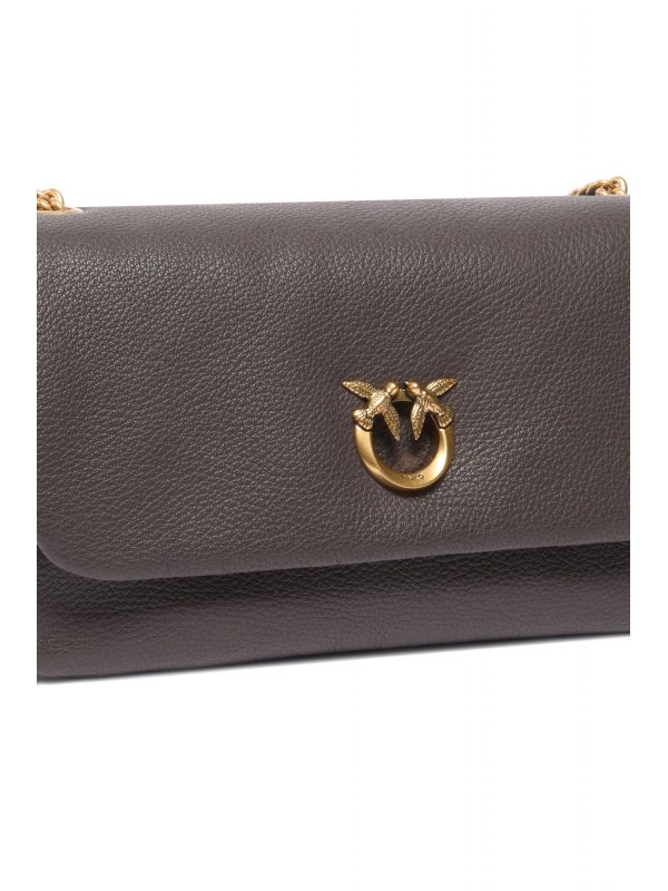 PINKO ΤΣΑΝΤΑ CLICK SOFT HORIZONTAL CHAIN CL. SHEEP BIG GRAIN ΚΑΦΕ