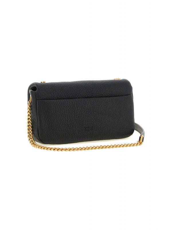 PINKO ΤΣΑΝΤΑ  CLICK SOFT HORIZONTAL CHAIN MN. SHEEP BIG GRAIN ΜΑΥΡΟ