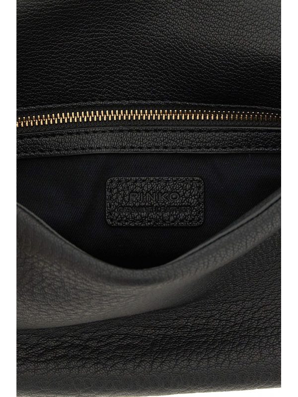 PINKO ΤΣΑΝΤΑ  CLICK SOFT HORIZONTAL CHAIN MN. SHEEP BIG GRAIN ΜΑΥΡΟ