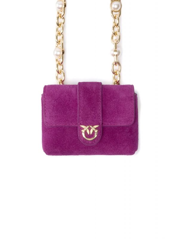 PINKO ΤΣΑΝΤΑΚΙ ΜΙΝΙ POCKET NECKLACE SUEDE ΒΙΟΛΕΤΙ