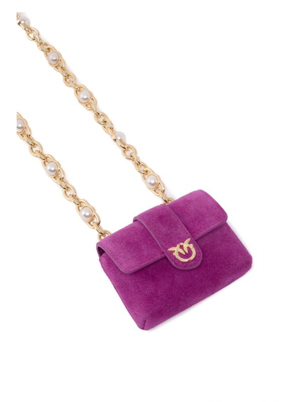 PINKO ΤΣΑΝΤΑΚΙ ΜΙΝΙ POCKET NECKLACE SUEDE ΒΙΟΛΕΤΙ