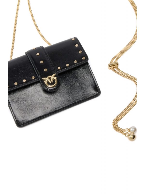 PINKO ΤΣΑΝΤΑΚΙ LOVE POCKET STUDS VIT. POLISHED ΜΑΥΡΟ