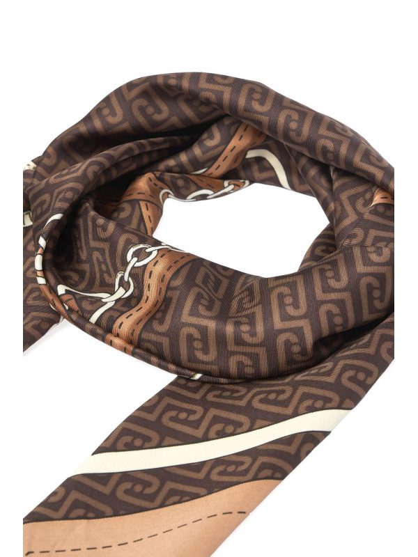 LIU-JO BETTER ΦΟΥΛΑΡΙ ALL OVER LOGO ΚΑΦΕ-ΜΠΕΖ