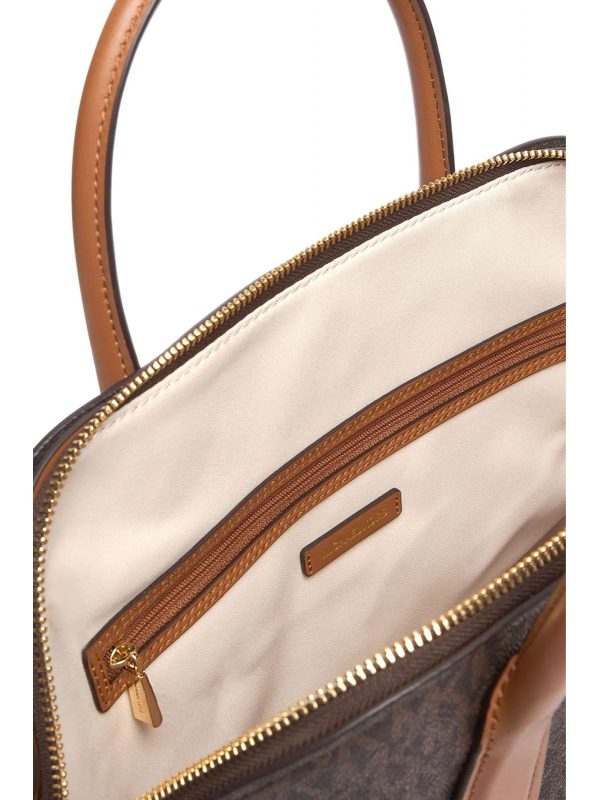 MICHAEL KORS ΤΣΑΝΤΑ CROSSBODY/ΧΕΙΡΟΣ FREDDIE ALL OVER LOGO ΚΑΦΕ/ΤΑΜΠΑ