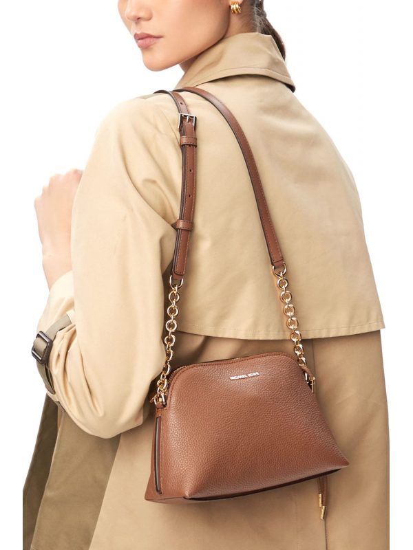 MICHAEL KORS ΤΣΑΝΤΑΚΙ CROSSBODY FREDDIE ΜΕΤΑΛΛΙΚΟ LOGO ΤΑΜΠΑ