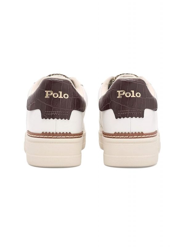 RALPH LAUREN ΠΑΠΟΥΤΣΙΑ SNEAKERS LTR/TWEED/CROC LTHR-MASTR CT BRO-SK-LTL ΛΕΥΚΟ-ΚΑΦΕ