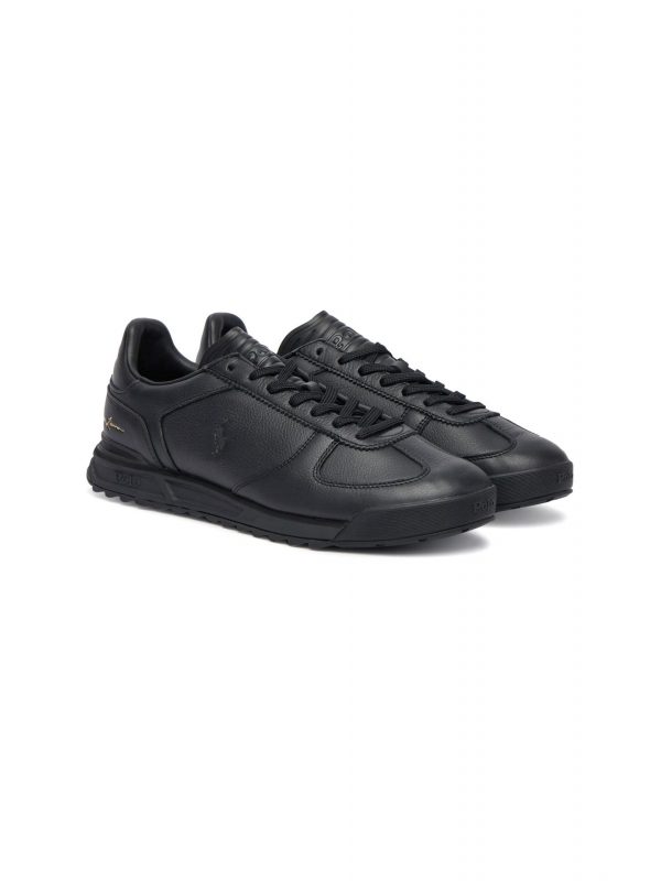 RALPH LAUREN ΠΑΠΟΥΤΣΙΑ SNEAKERS LEATHER-VARICK SIG-SK-LTL ΜΑΥΡΟ