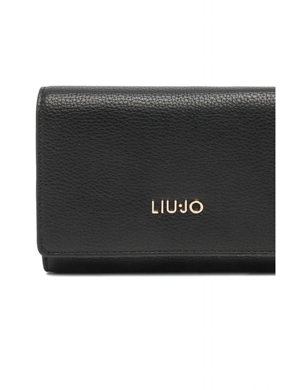 LIU-JO BETTER ΠΟΡΤΟΦΟΛΙ LOGO ΜΕΤΑΛΛΙΚΟ ΜΑΥΡΟ