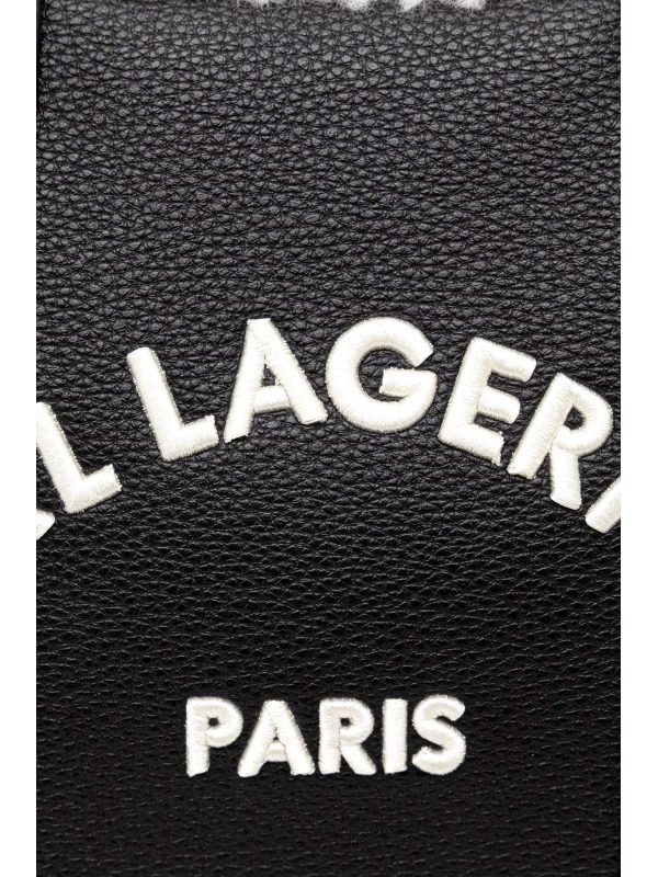 KARL LAGERFELD ΤΣΑΝΤΑ ΧΕΙΡΟΣ/CROSSBODY K/RSG MD SQUARE TOTE SHEARLING LOGO ΜΑΥΡΟ-ΕΚΡΟΥ