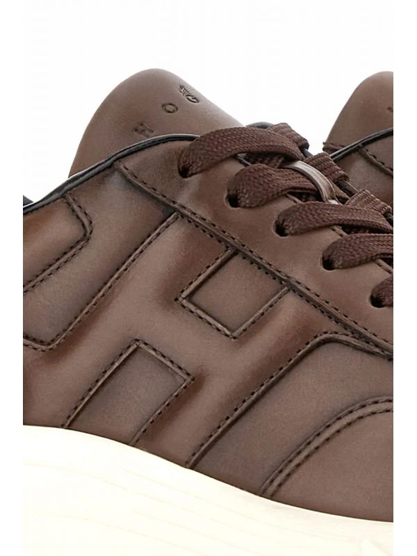 HOGAN ΠΑΠΟΥΤΣΙΑ SNEAKERS HYPERLIGHT ALLACCIATO H ΚΑΦΕ
