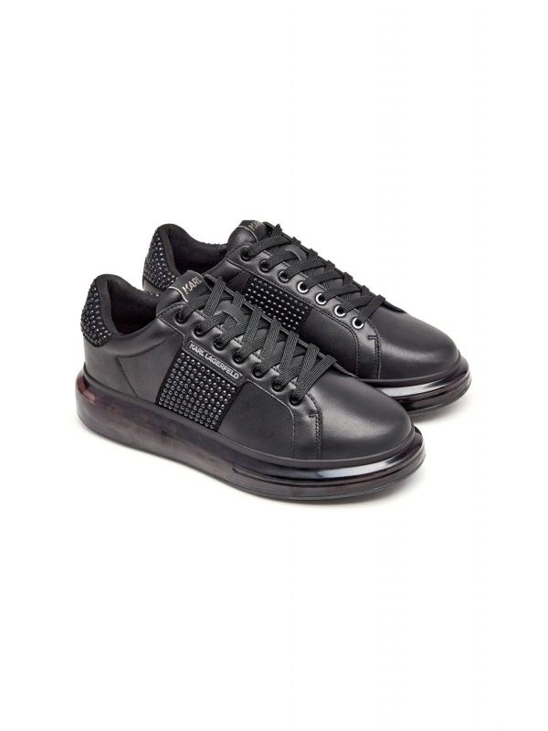 KARL LAGERFELD ΠΑΠΟΥΤΣΙΑ SNEAKERS KAPRI KUSHION Rhinestone Band Lo Lace ΜΑΥΡΟ