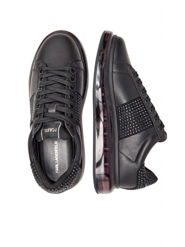 KARL LAGERFELD ΠΑΠΟΥΤΣΙΑ SNEAKERS KAPRI KUSHION Rhinestone Band Lo Lace ΜΑΥΡΟ