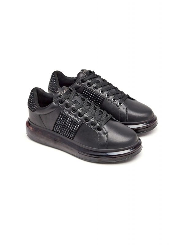 KARL LAGERFELD ΠΑΠΟΥΤΣΙΑ SNEAKERS KAPRI KUSHION Rhinestone Band Lo Lace ΜΑΥΡΟ