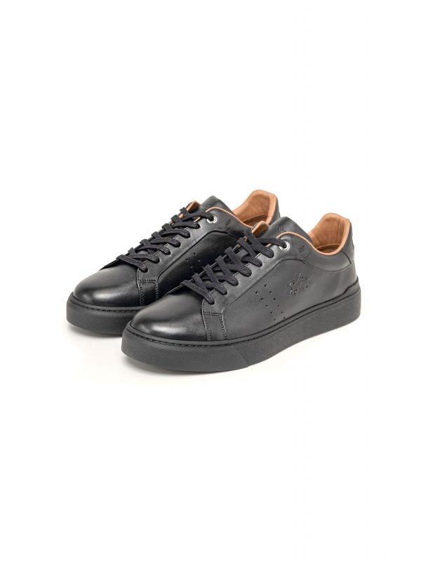 LA MARTINA ΠΑΠΟΥΤΣΙΑ SNEAKERS LOGO ΜΑΥΡΟ