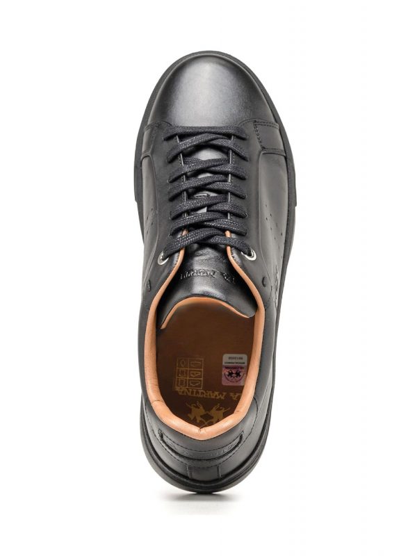 LA MARTINA ΠΑΠΟΥΤΣΙΑ SNEAKERS LOGO ΜΑΥΡΟ
