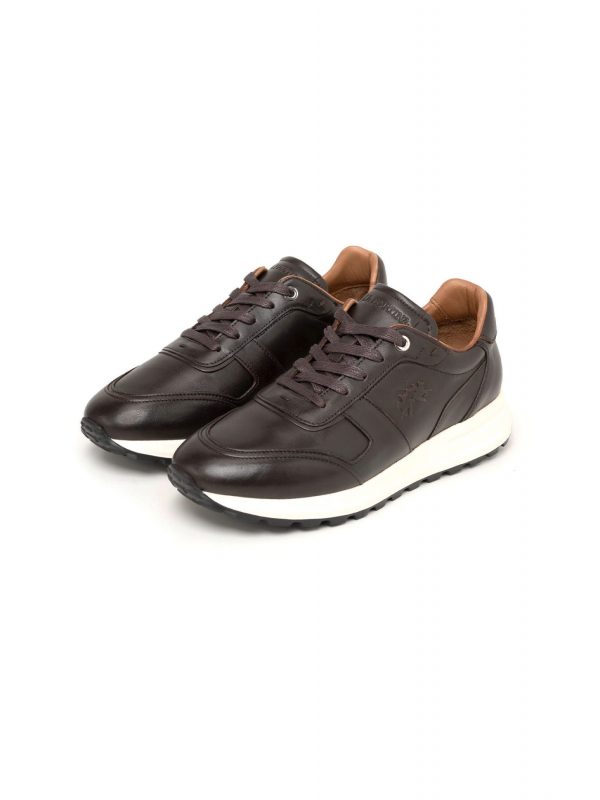 LA MARTINA ΠΑΠΟΥΤΣΙΑ SNEAKERS LOGO ΚΑΦΕ