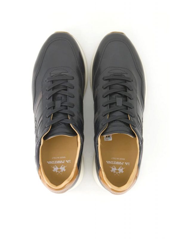 LA MARTINA ΠΑΠΟΥΤΣΙΑ SNEAKERS LOGO ΜΑΥΡΟ