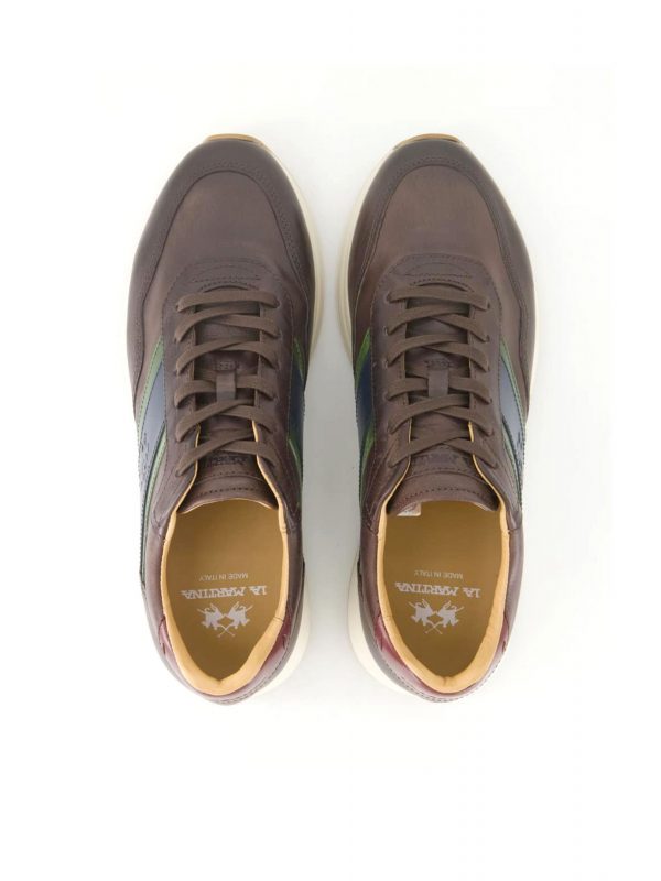 LA MARTINA ΠΑΠΟΥΤΣΙΑ SNEAKERS LOGO ΚΑΦΕ