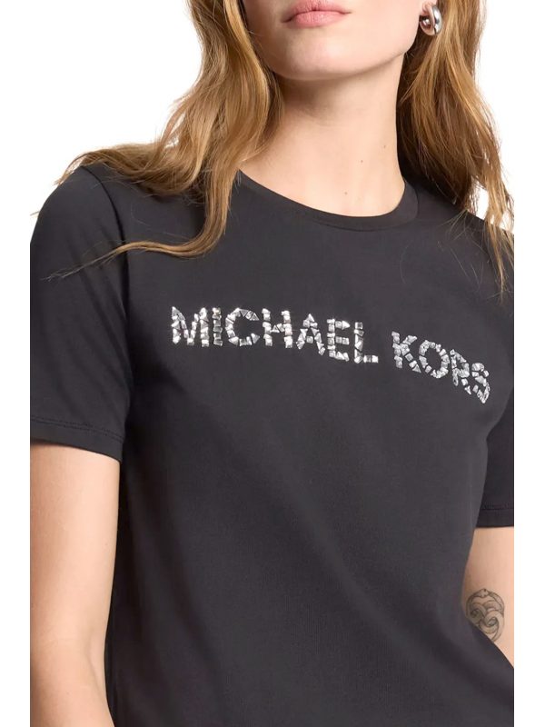 MICHAEL KORS T-SHIRT LOGO ΣΤΡΑΣ ΜΑΥΡΟ