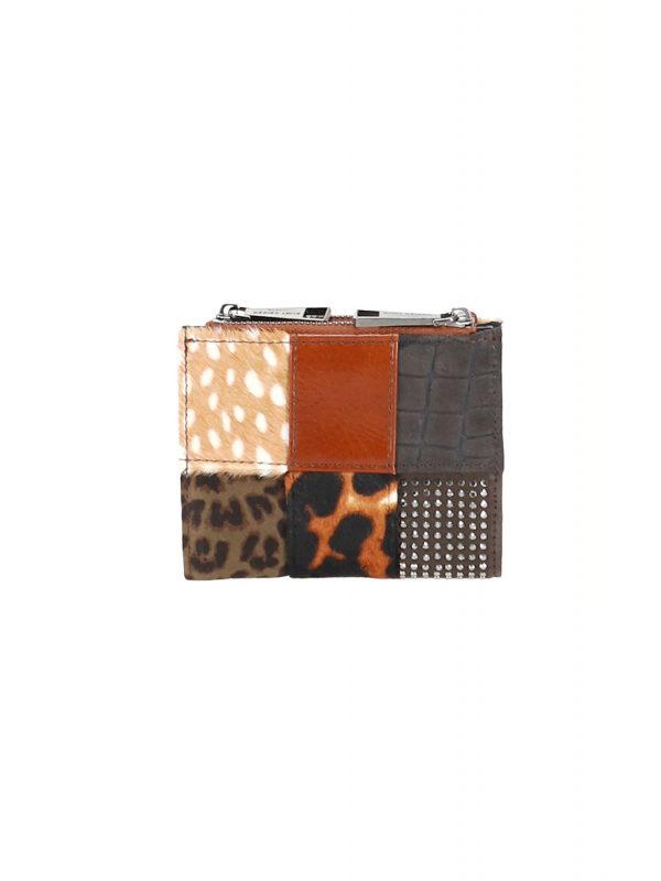 KURT GEIGER ΠΟΡΤΟΦΟΛΙ CELIA MINI PURSE ΣΧΕΔΙΑ ΣΤΡΑΣ LOGO ΚΑΦΕ/ΠΟΛΥΧΡΩΜΟ