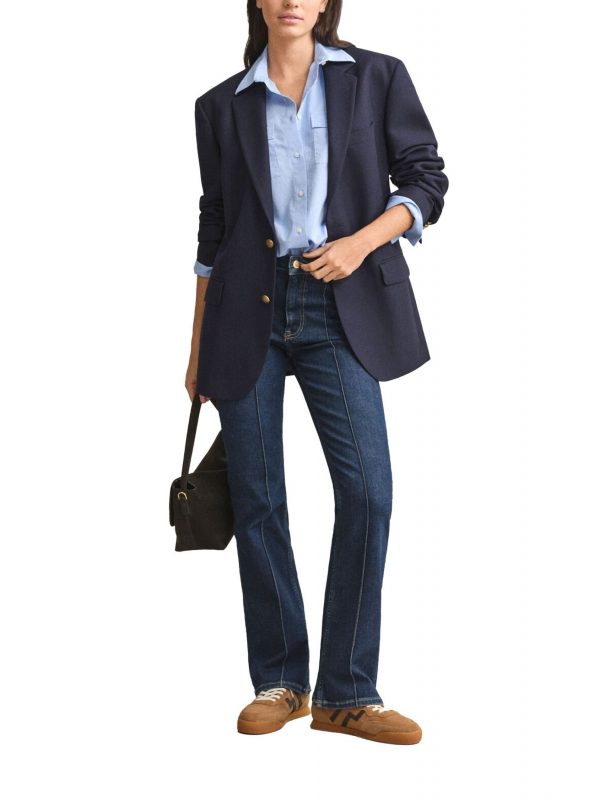 GANT ΠΑΝΤΕΛΟΝΙ JEANS SLIM FLAIR PIN TUCK ΣΚΟΥΡΟ ΜΠΛΕ