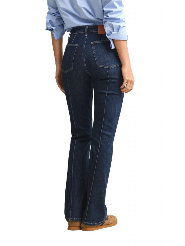 GANT ΠΑΝΤΕΛΟΝΙ JEANS SLIM FLAIR PIN TUCK ΣΚΟΥΡΟ ΜΠΛΕ