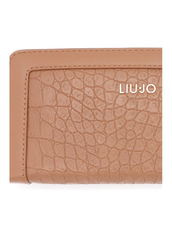 LIU-JO BETTER ΠΟΡΤΟΦΟΛΙ CROCCO LOGO ΜΕΤΑΛΛΙΚΟ ΚΑΦΕ