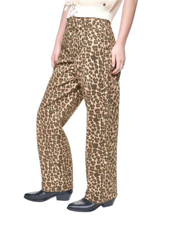 DKNY ΠΑΝΤΕΛΟΝΙ JEANS LEOPARD PRINT ΤΣΕΠΕΣ ΜΠΕΖ-ΜΑΥΡΟ