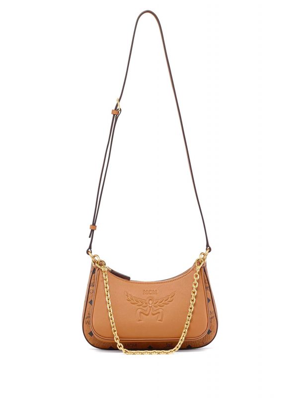 MCM ΤΣΑΝΤΑ ΩΜΟΥ/CROSSBODY AREN DOUBLE HOBO SML COGNAC VIS R ΚΟΝΙΑΚ