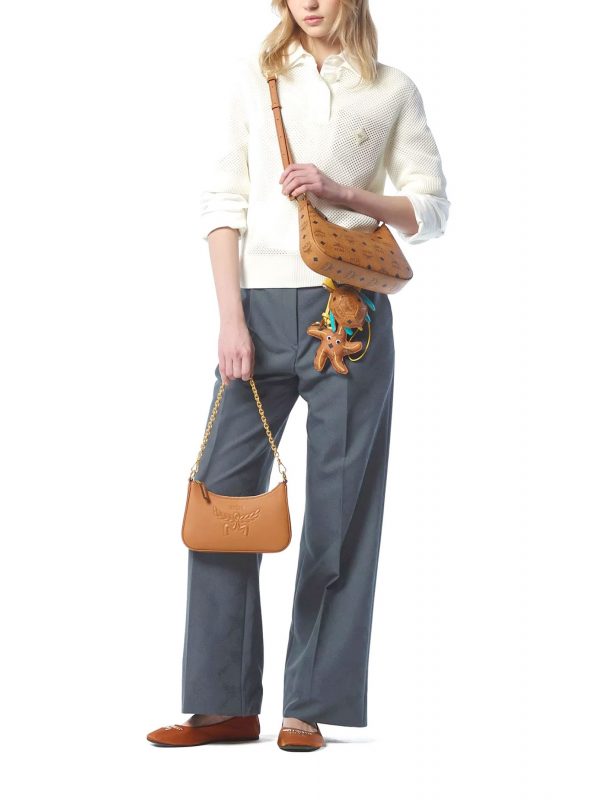 MCM ΤΣΑΝΤΑ ΩΜΟΥ/CROSSBODY AREN DOUBLE HOBO SML COGNAC VIS R ΚΟΝΙΑΚ