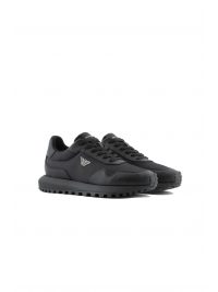 EMPORIO ARMANI  ΠΑΠΟΥΤΣΙΑ SNEAKERS LOGO ΜΑΥΡΟ