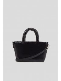 KARL LAGERFELD ΤΣΑΝΤΑKI XEIΡΟΣ/CROSS BODY K/SIGNATURE SOFT SM TOTE NYLON METAΛΛΙΚΟ LOGO MAYΡΟ