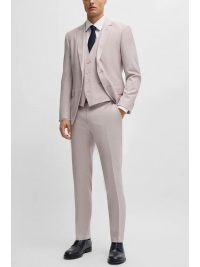 BOSS ΚΟΣΤΟΥΜΙ ΜΕ ΓΙΛΕΚΟ SLIM FIT H-HUGE-3PCS-232 LANIFICIO TESSE BIELLA STRETCH ΠΟΥΔΡΑ