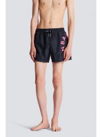 BALMAIN  ΜΑΓΙΩ SHORTS LOGO FLUO ΜΑΥΡΟ-ΡΟΖ