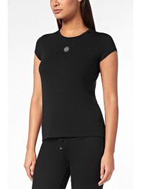 PHILIPP PLEIN T-SHIRT SEXY PURE HEXAGON LOGO ΜΑΥΡΟ 