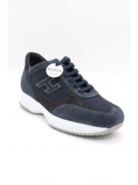 HOGAN ΠΑΠΟΥΤΣΙΑ SNEAKERS INTERACTIVE H FLOCK ΔΕΡΜΑ ΜΠΛΕ