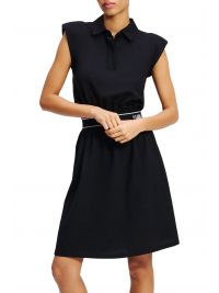 KARL LAGERFELD ΦΟΡΕΜΑ MINI JERSEY POLO DRESS ΒΑΤΕΣ ΛΑΣΤΙΧΟ ΜΕΣΗ LOGO ΜΑΥΡΟ