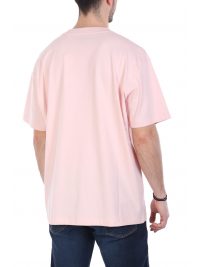 GUESS JEANS T-SHIRT CREWNECK OVERSIZED FIT LOGO ΡΟΖ