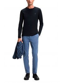 BOSS CASUAL T-SHIRT ΜΑΚΡΥΜΑΝΙΚΟ REGULAR FIT TACKS ΜΠΛΕ