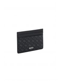 BOSS ΘΗΚΗ ΚΑΡΤΩΝ ZAIR_MN_S  CARD ALL OVER LOGO ΜΑΥΡΟ-ΓΚΡΙ