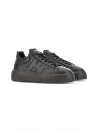 HOGAN ΠΑΠΟΥΤΣΙΑ SNEAKERS H-STRIPES ALLACCIATO H  ΔΕΡΜΑ ΜΑΥΡΟ