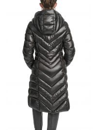 DKNY ΜΠΟΥΦΑΝ PUFFER ΜΑΚΡΥ LOGO ΜΑΝΙΚΙ ΜΑΥΡΟ